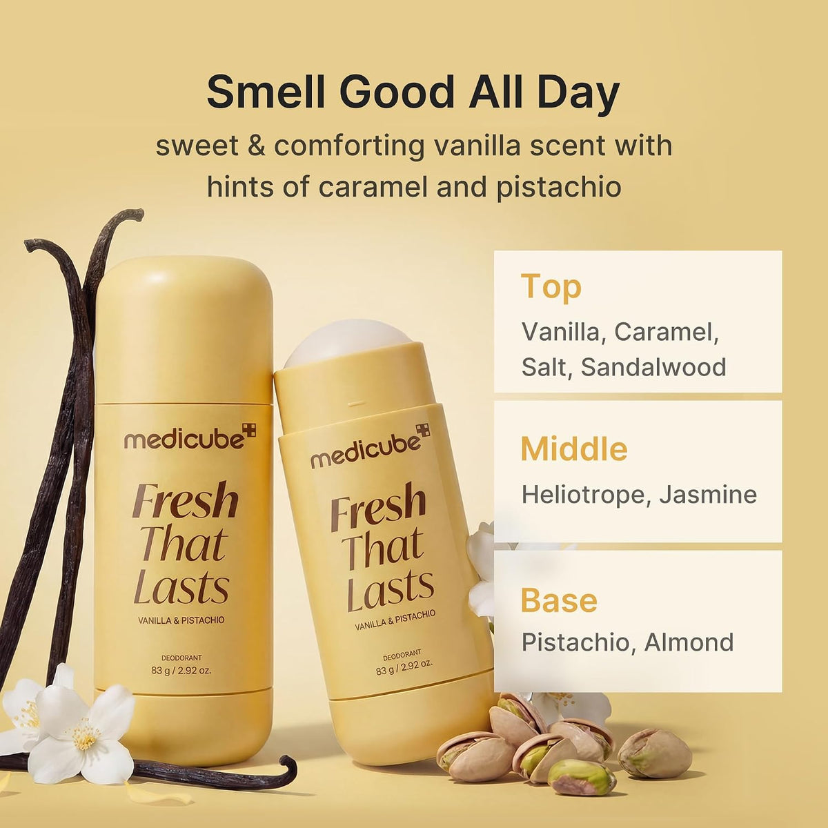 MEDICUBE DEODORANT FRESH THAT LASTS VANILLA & PISTACHIO 83G