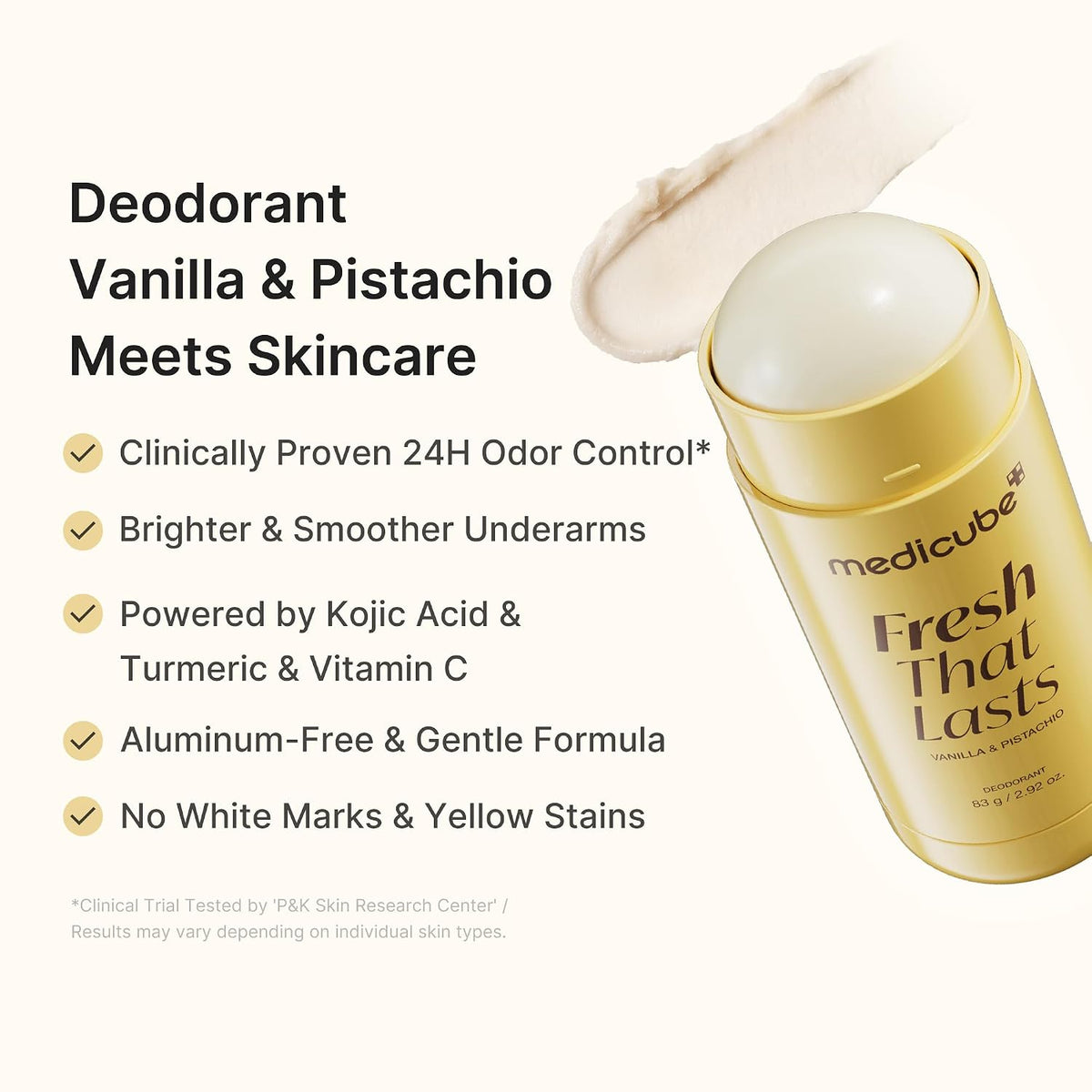 MEDICUBE DEODORANT FRESH THAT LASTS VANILLA & PISTACHIO 83G
