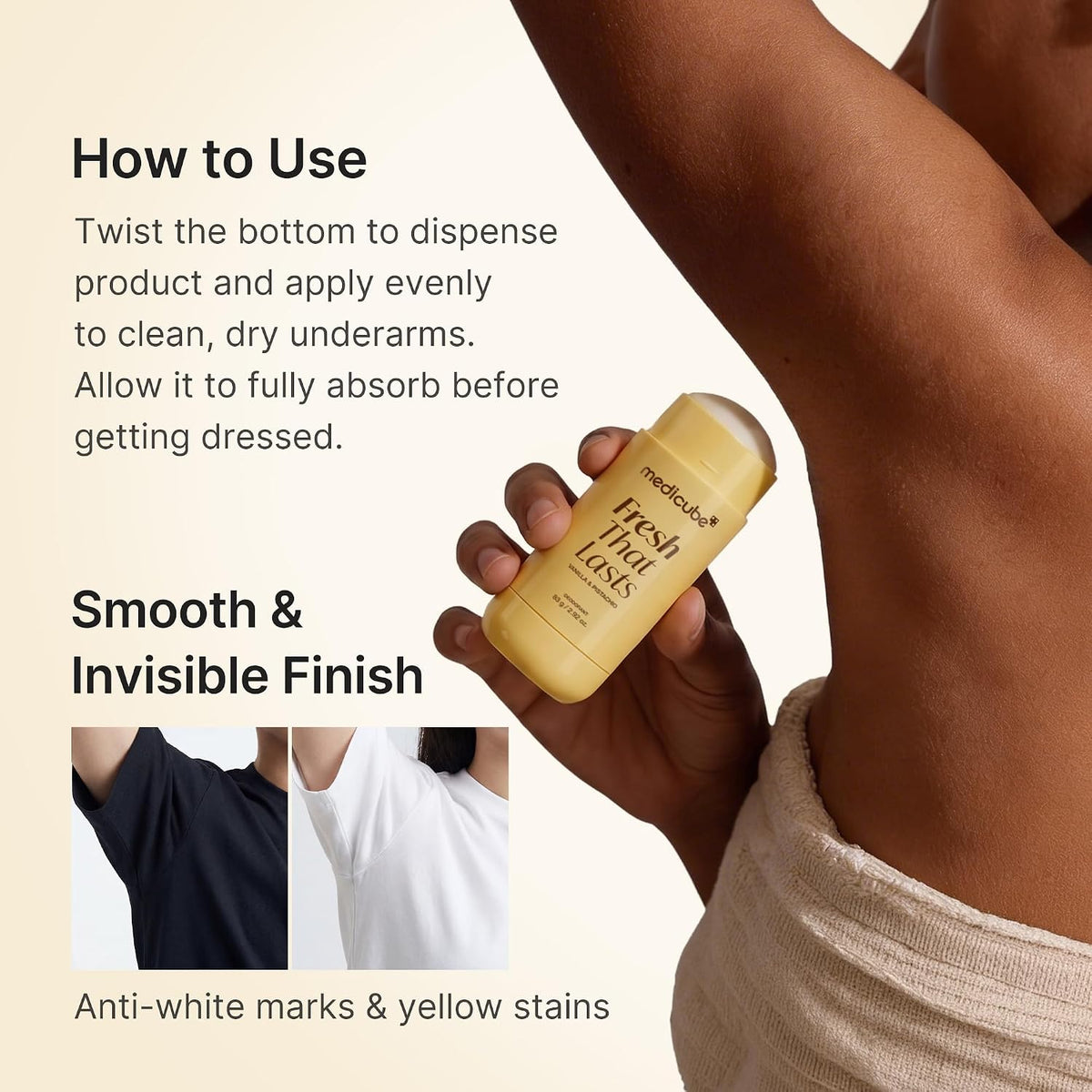 MEDICUBE DEODORANT FRESH THAT LASTS VANILLA & PISTACHIO 83G