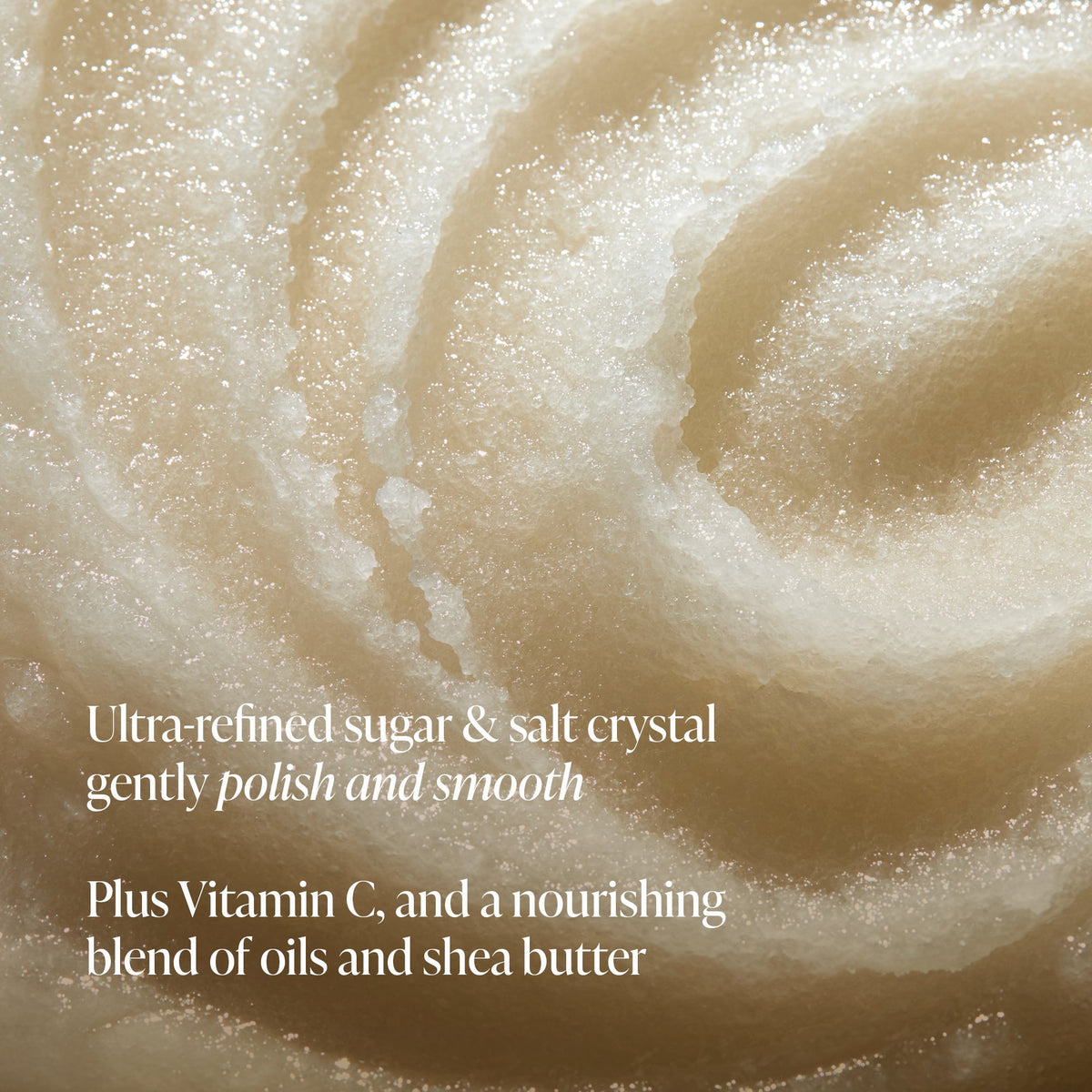 Close-up texture of Saltair salt and sugar body scrub