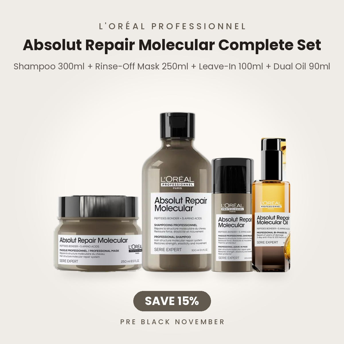 L'Oréal Absolut Repair Molecular Complete Set bundle
