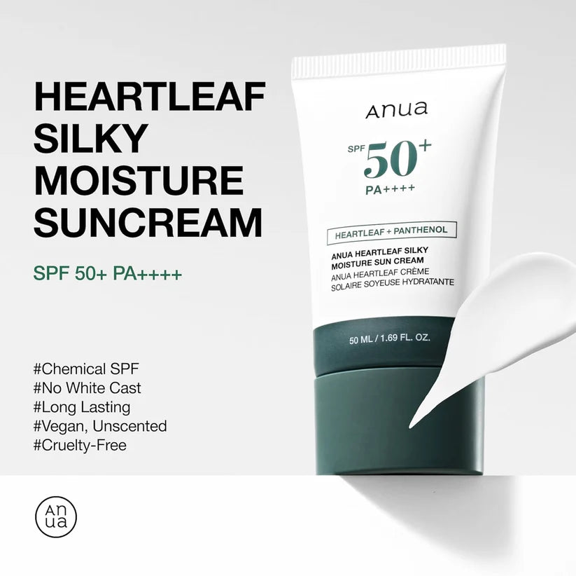 ANUA HEARTLEAF SILKY MOISTURE SUN CREAM SPF 50 50ML