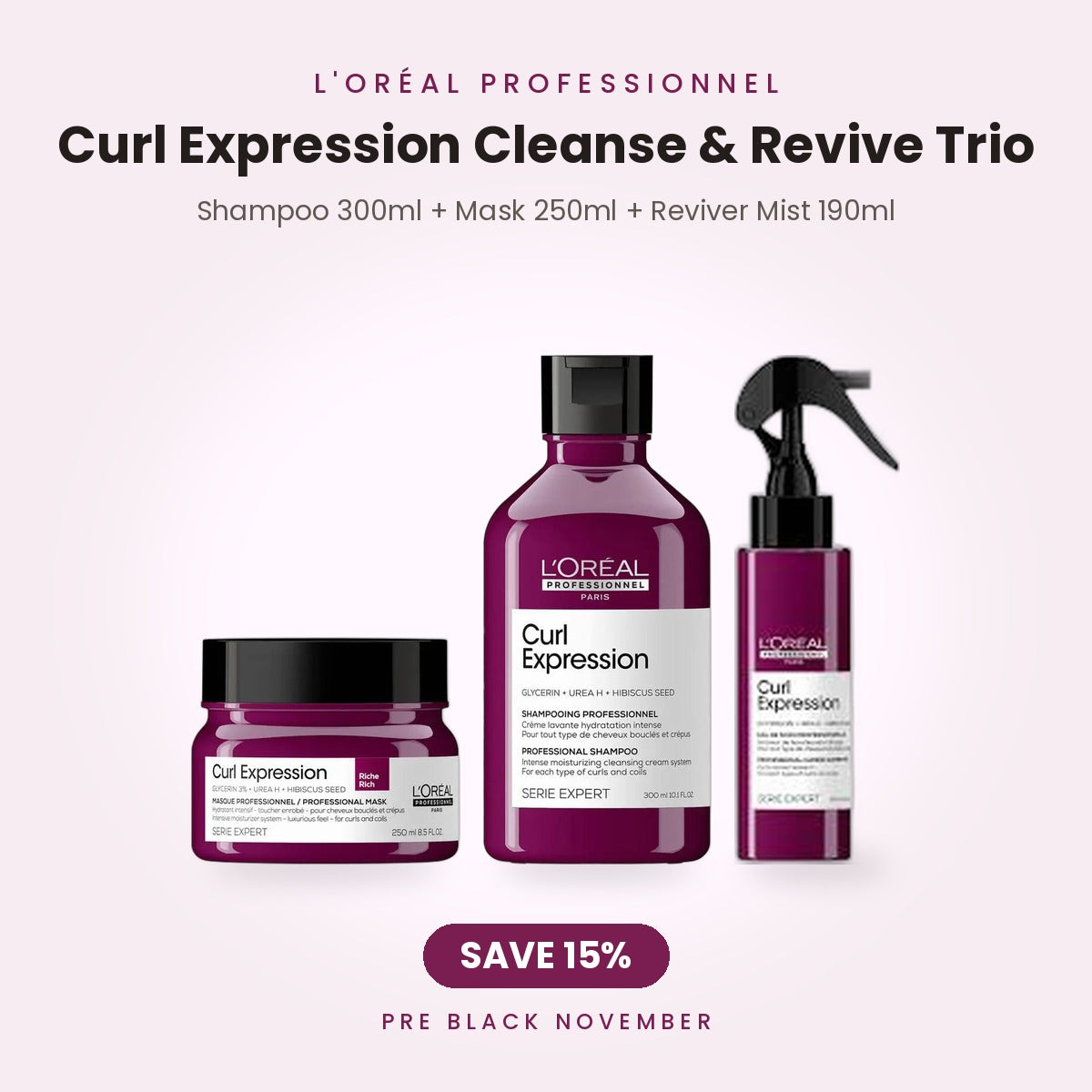 L'Oréal Curl Expression Cleanse & Revive Trio bundle