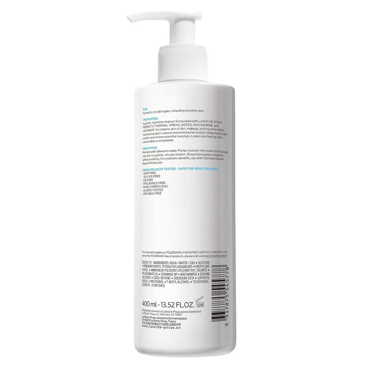 LRP TOLERIANE HYDRATING GENTLE CLEANSER - 400ML