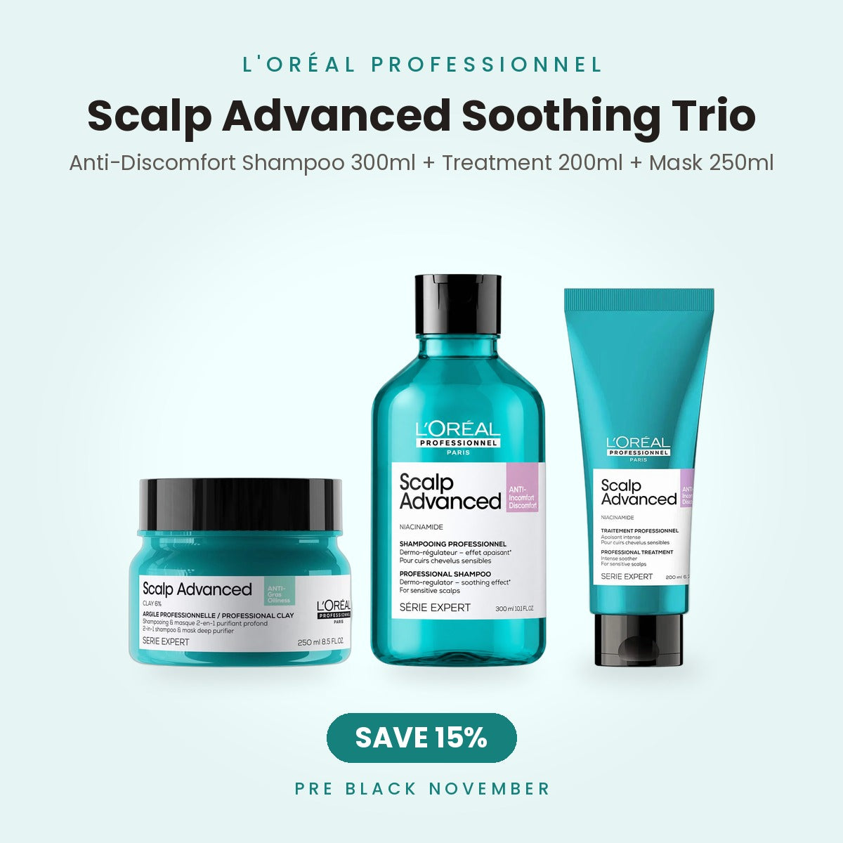 L'Oréal Scalp Advanced Soothing Trio bundle